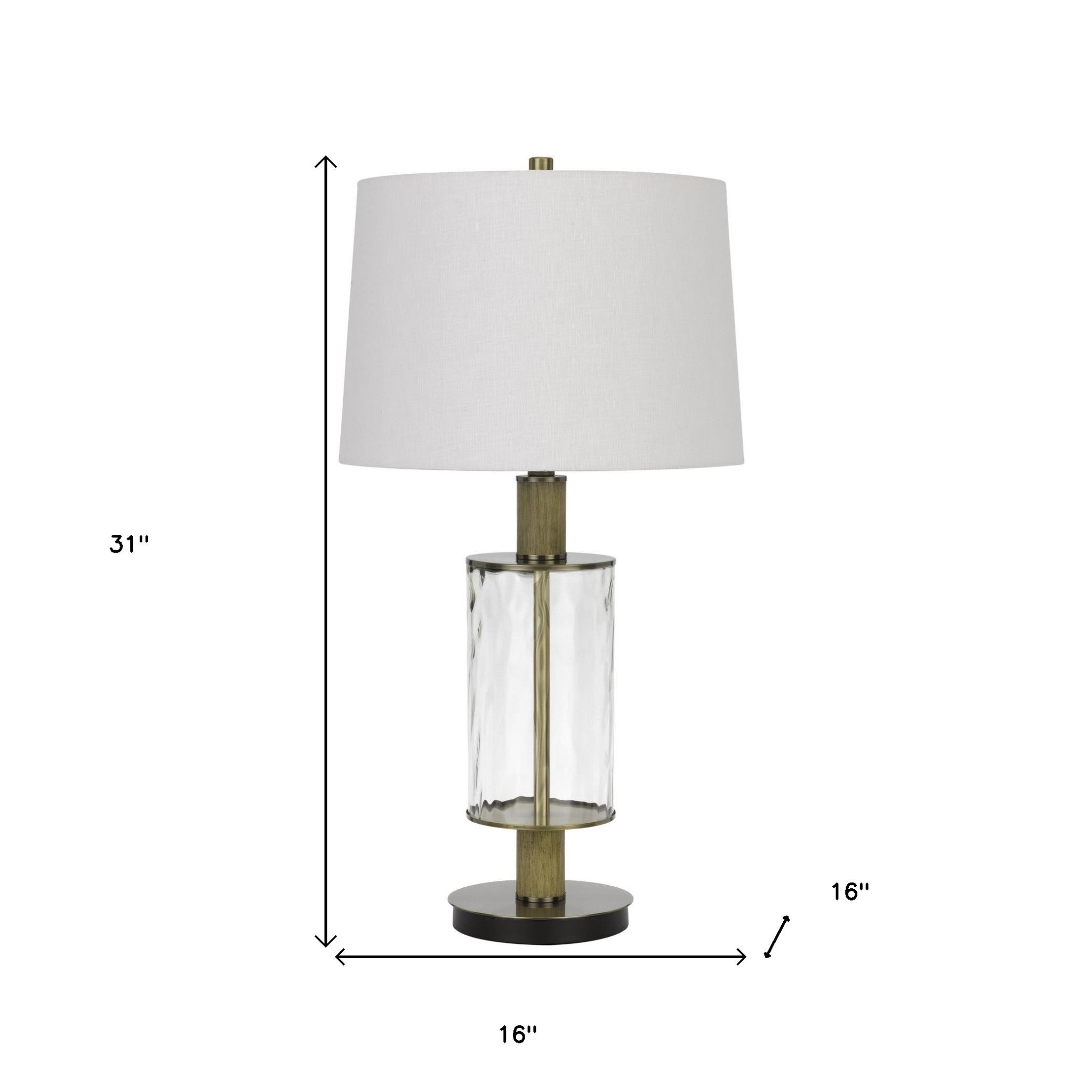 31" Clear Metal Table Lamp With White Empire Shade - Minihomy