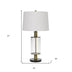 31" Clear Metal Table Lamp With White Empire Shade - Minihomy