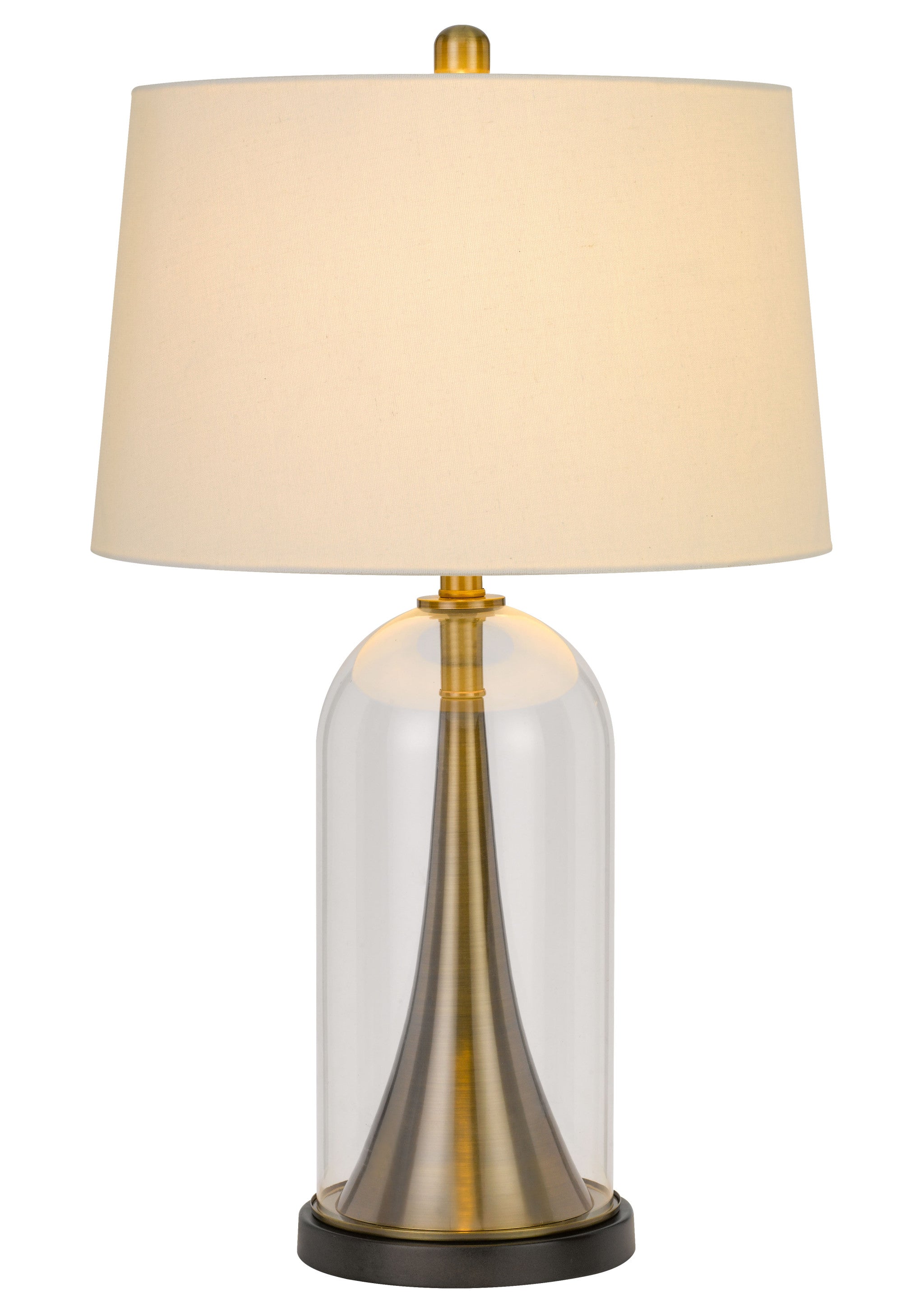 29" Clear Metal Table Lamp With White Empire Shade - Minihomy