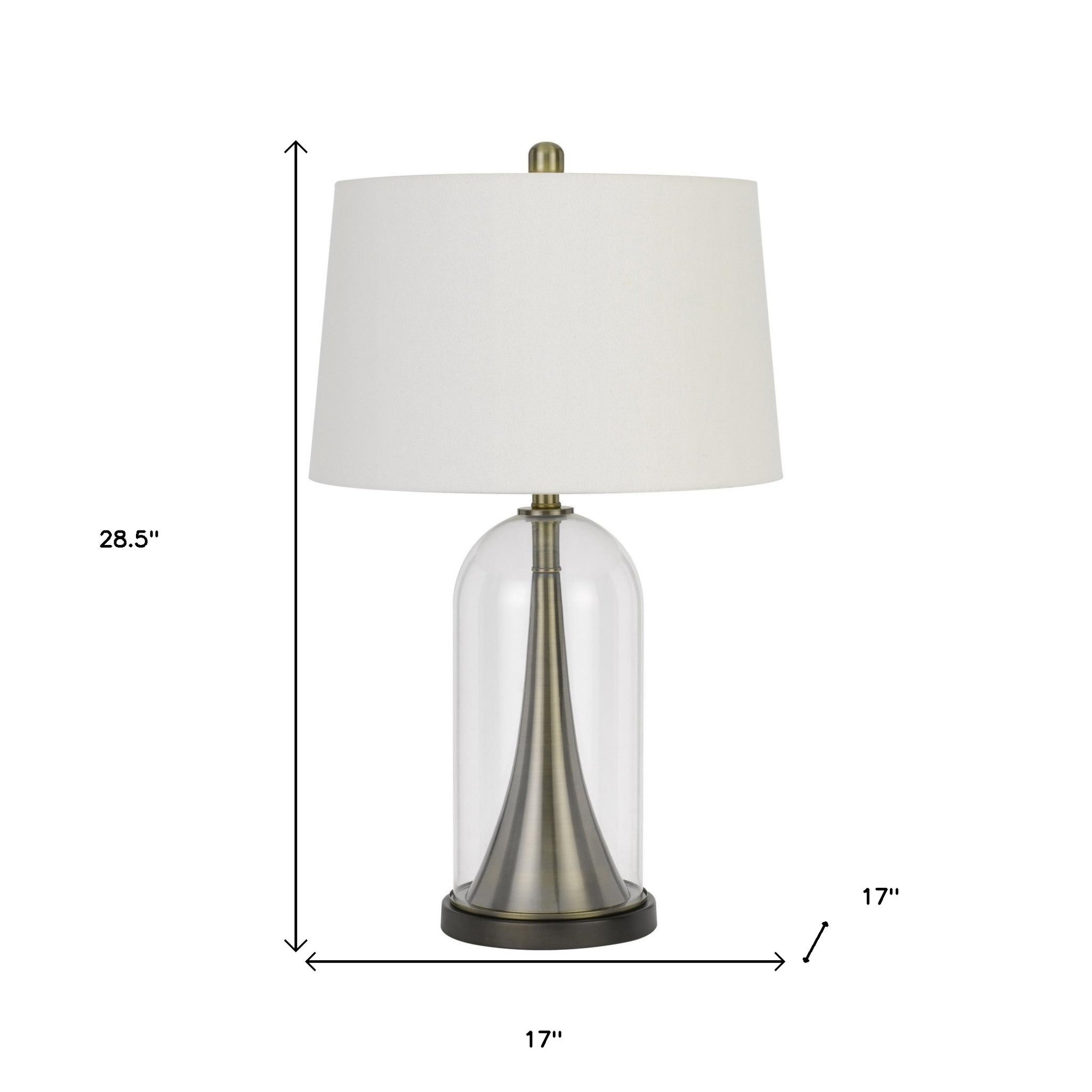 29" Clear Metal Table Lamp With White Empire Shade - Minihomy