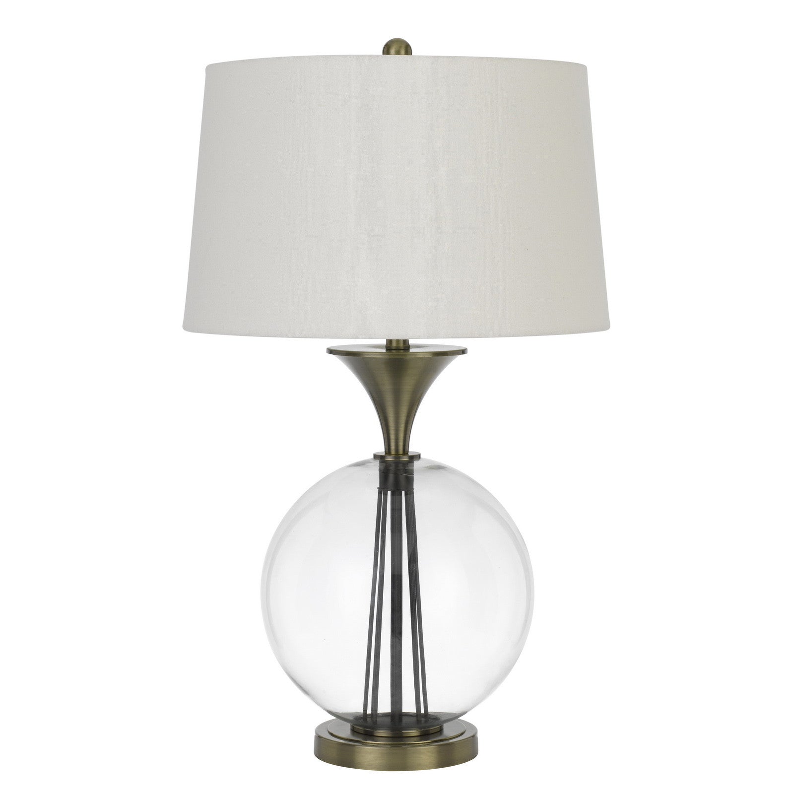 31" Clear Metal Table Lamp With White Empire Shade - Minihomy