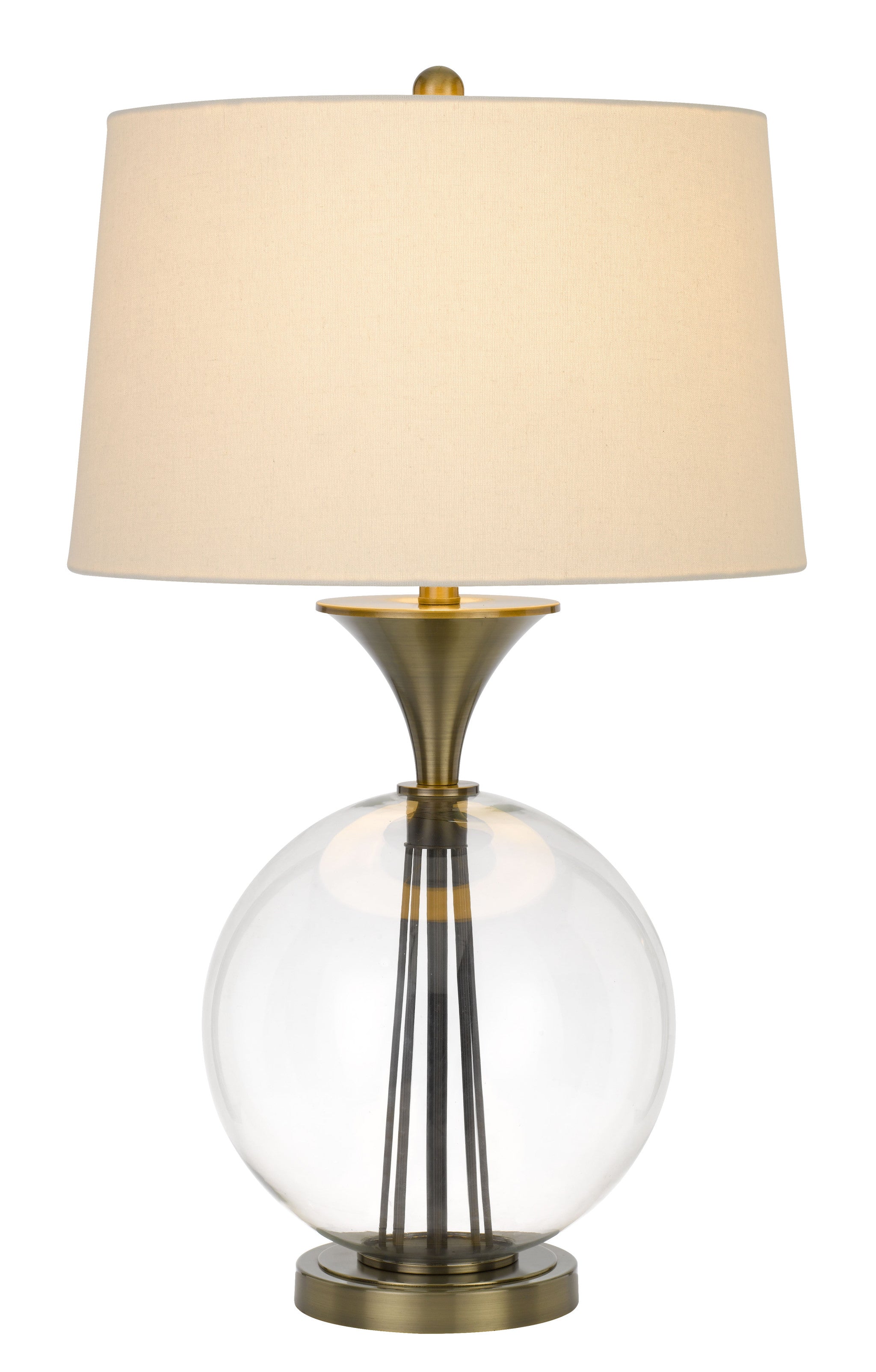 31" Clear Metal Table Lamp With White Empire Shade - Minihomy