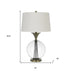 31" Clear Metal Table Lamp With White Empire Shade - Minihomy