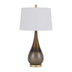 30" Taupe Metal Table Lamp With White Empire Shade - Minihomy