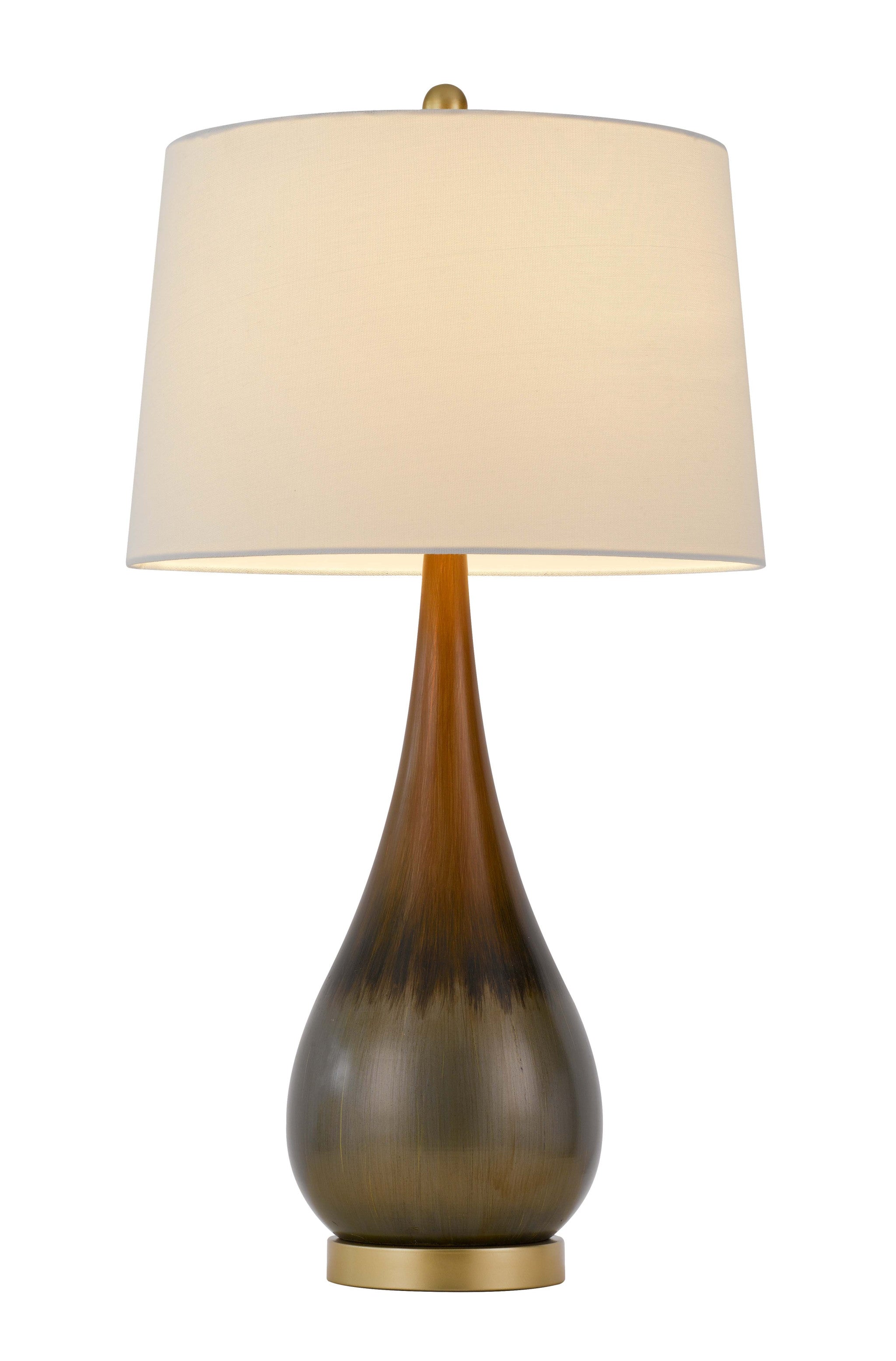 30" Taupe Metal Table Lamp With White Empire Shade - Minihomy