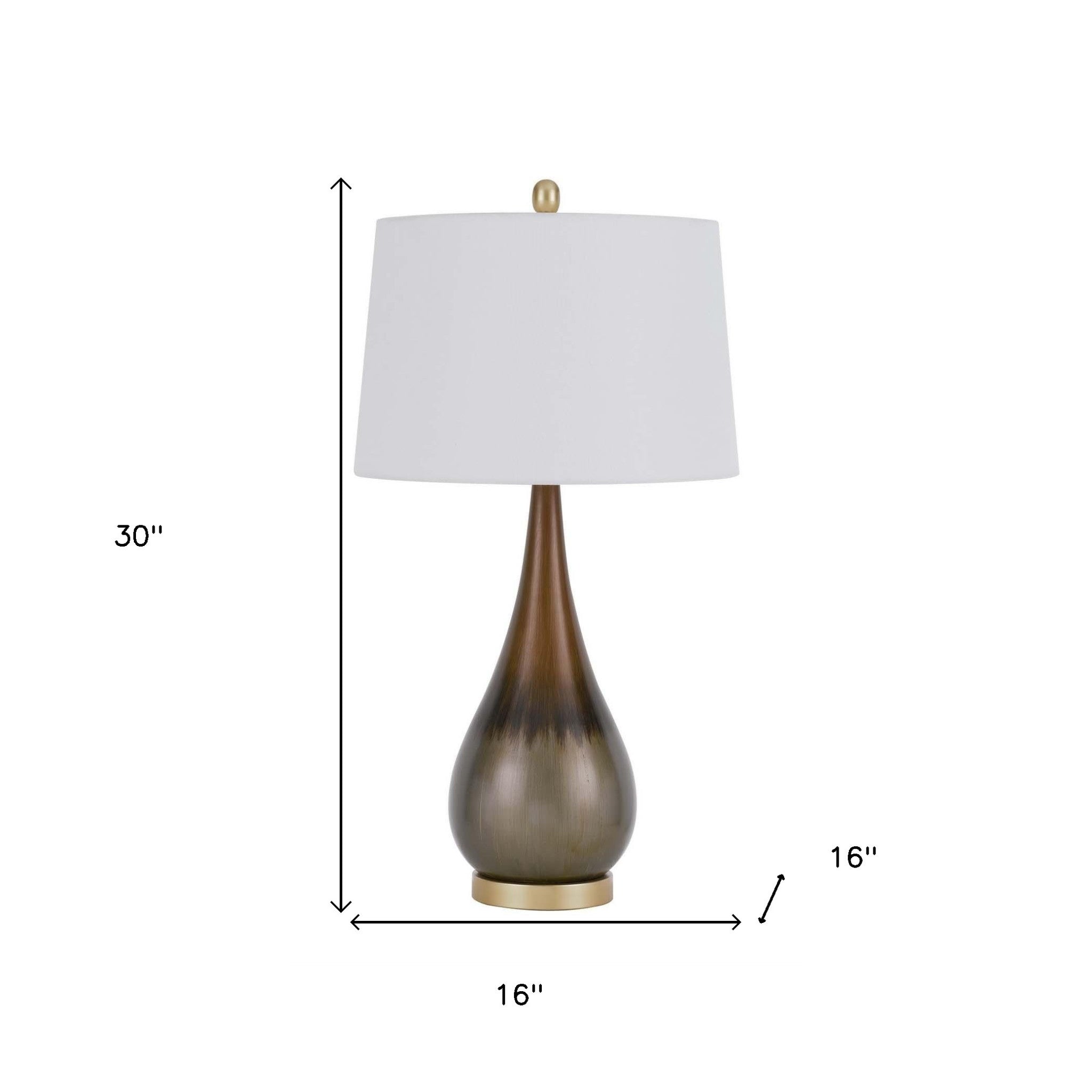 30" Taupe Metal Table Lamp With White Empire Shade - Minihomy