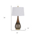 30" Taupe Metal Table Lamp With White Empire Shade - Minihomy