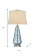 27" Aqua Glass Table Lamp With White Empire Shade - Minihomy