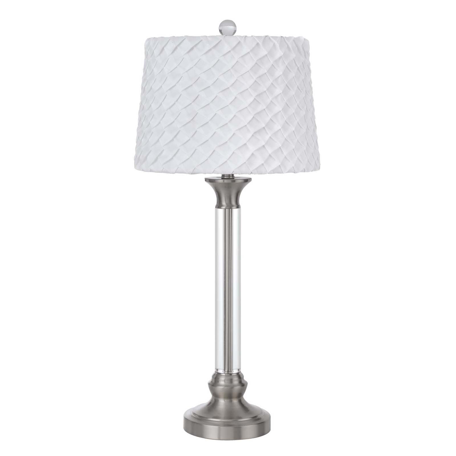 32" Nickel Metal Table Lamp With White Empire Shade - Minihomy