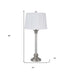 32" Nickel Metal Table Lamp With White Empire Shade - Minihomy