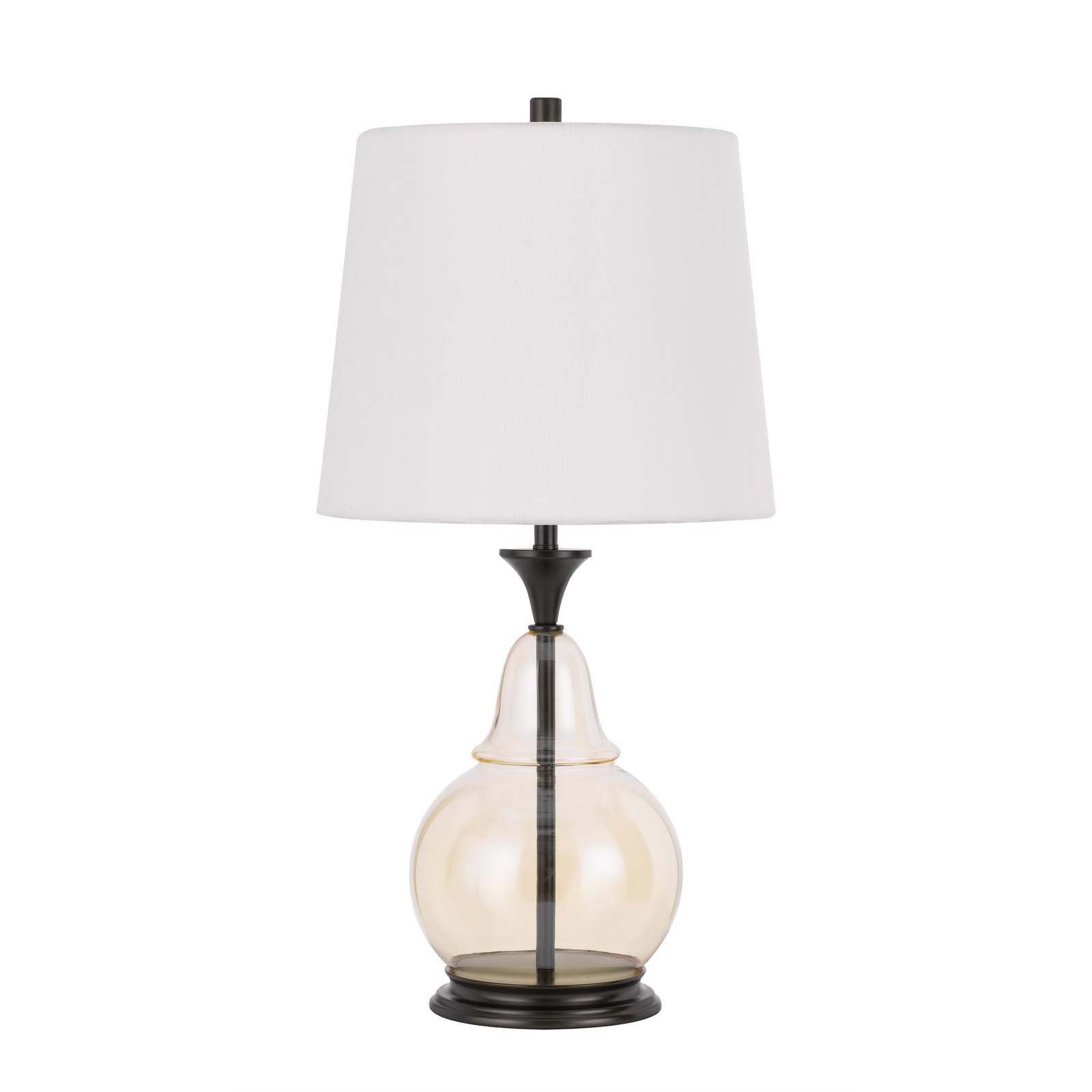 28" Clear Metal Table Lamp With White Empire Shade - Minihomy