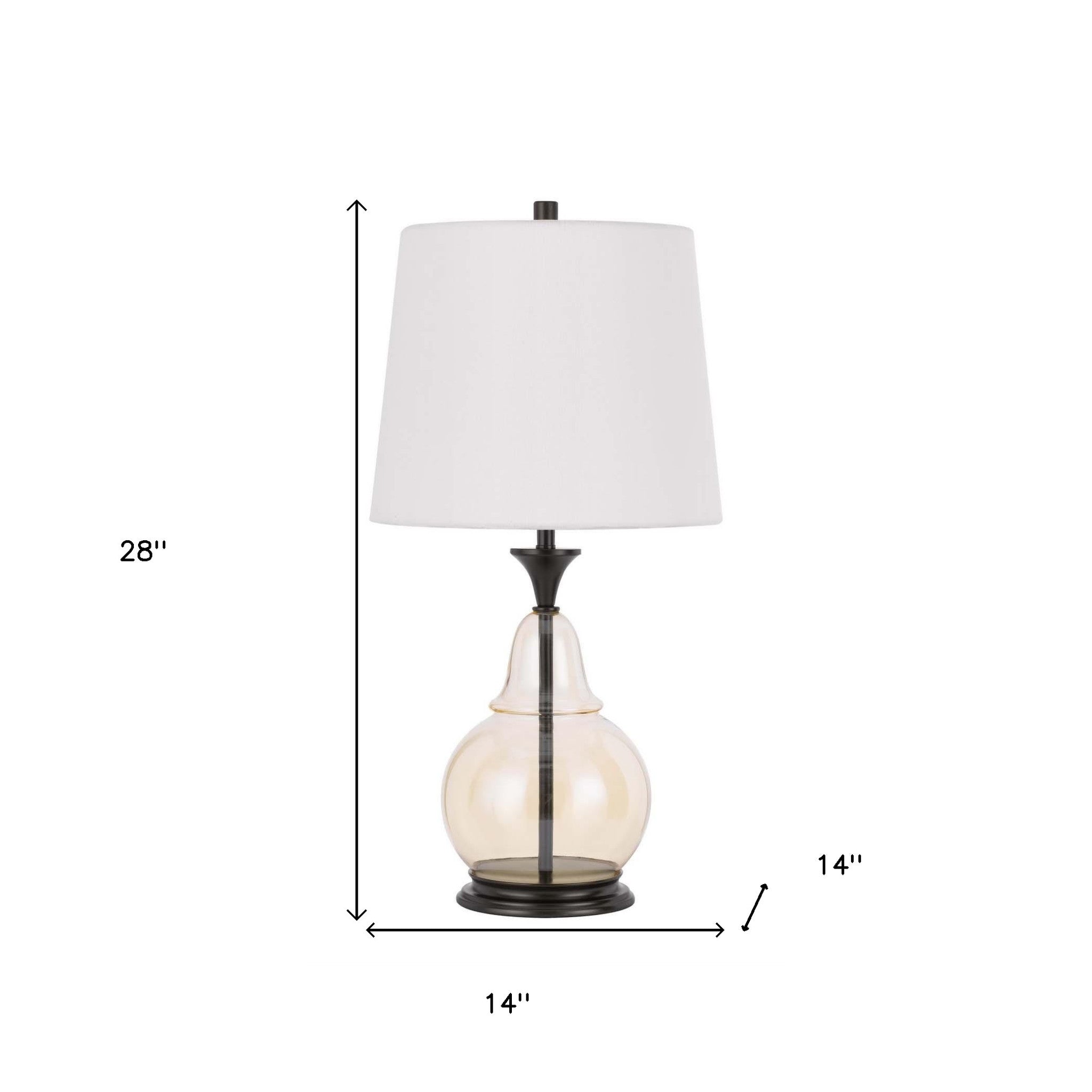 28" Clear Metal Table Lamp With White Empire Shade - Minihomy