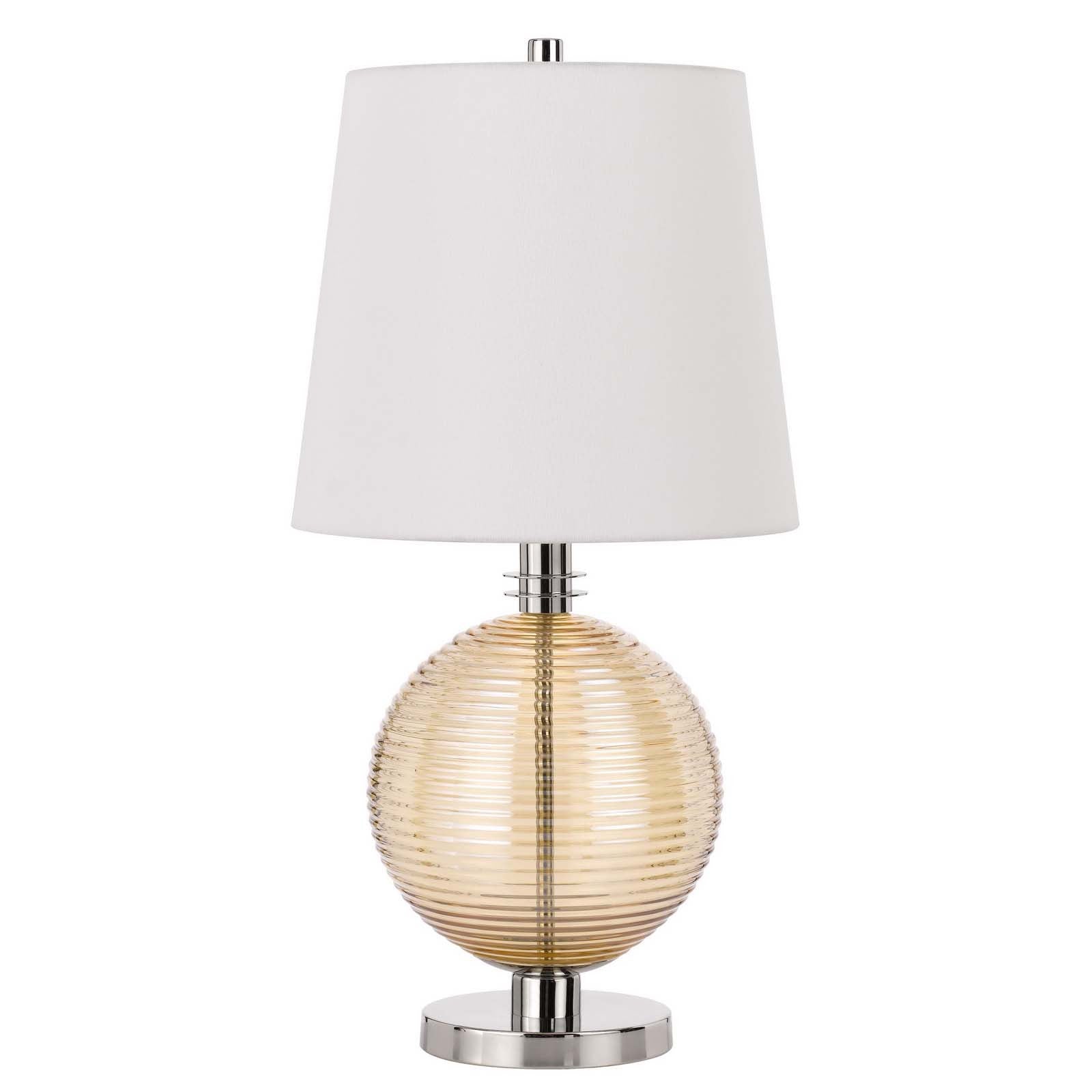 28" Nickel Metal Table Lamp With White Empire Shade - Minihomy