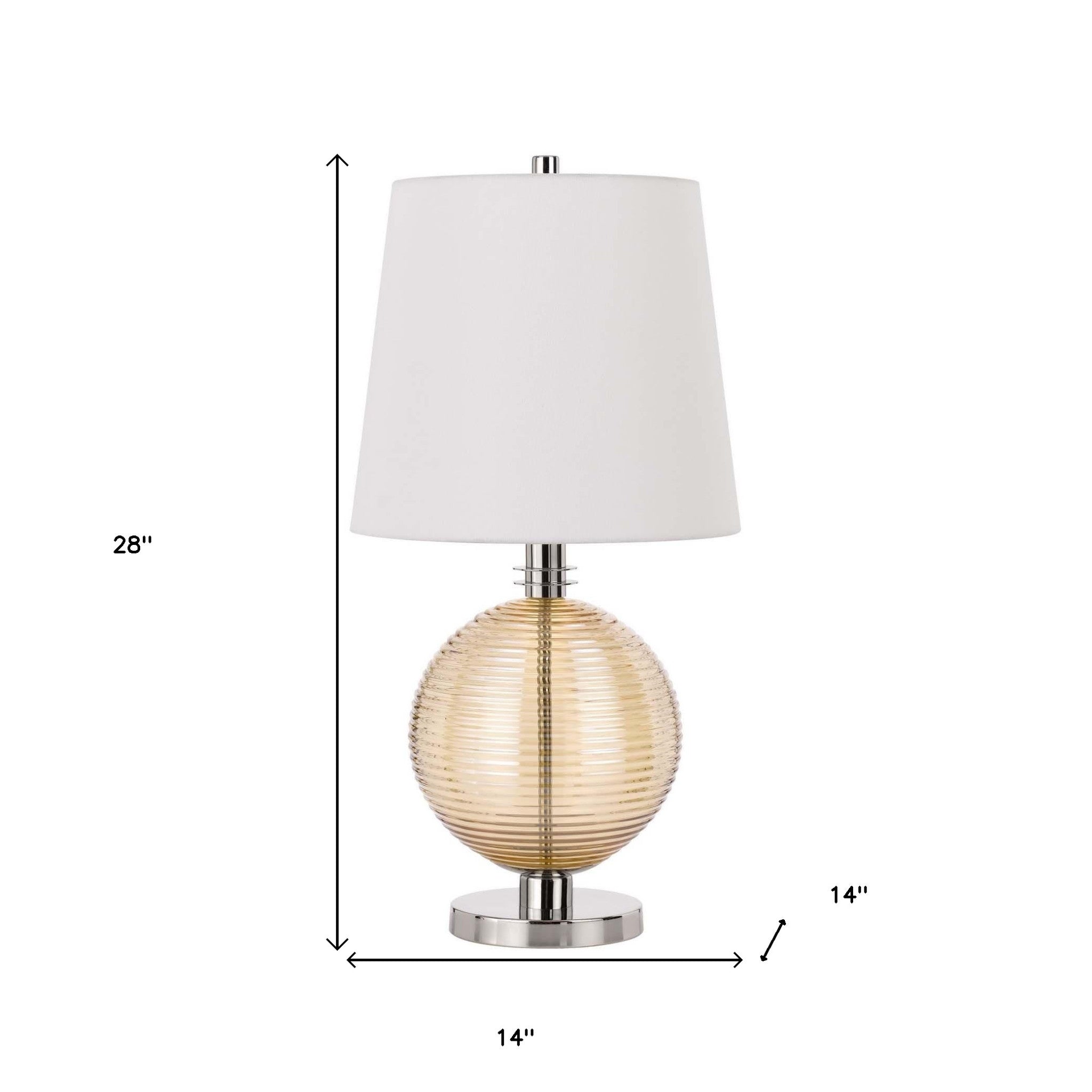 28" Nickel Metal Table Lamp With White Empire Shade - Minihomy