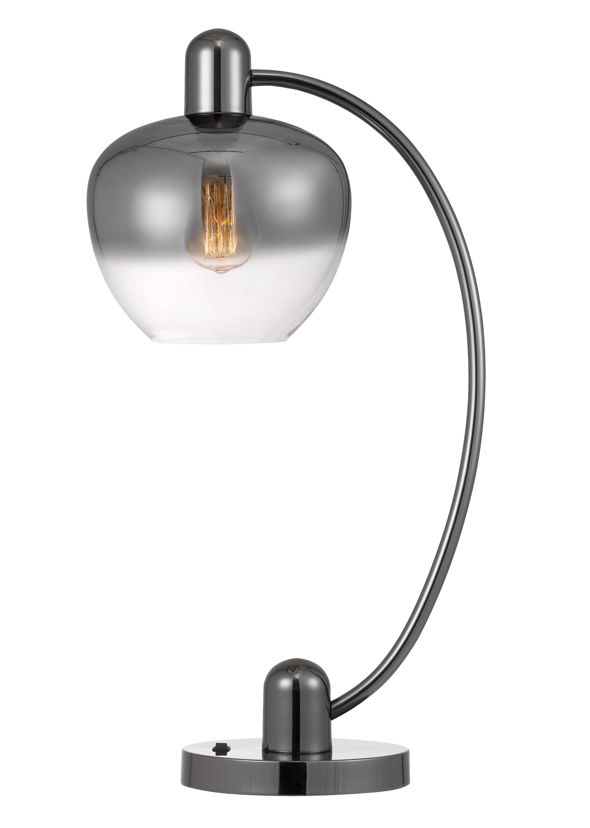 27" Gunmetal Metal Table Lamp With Silver Metallic Globe Shade - Minihomy