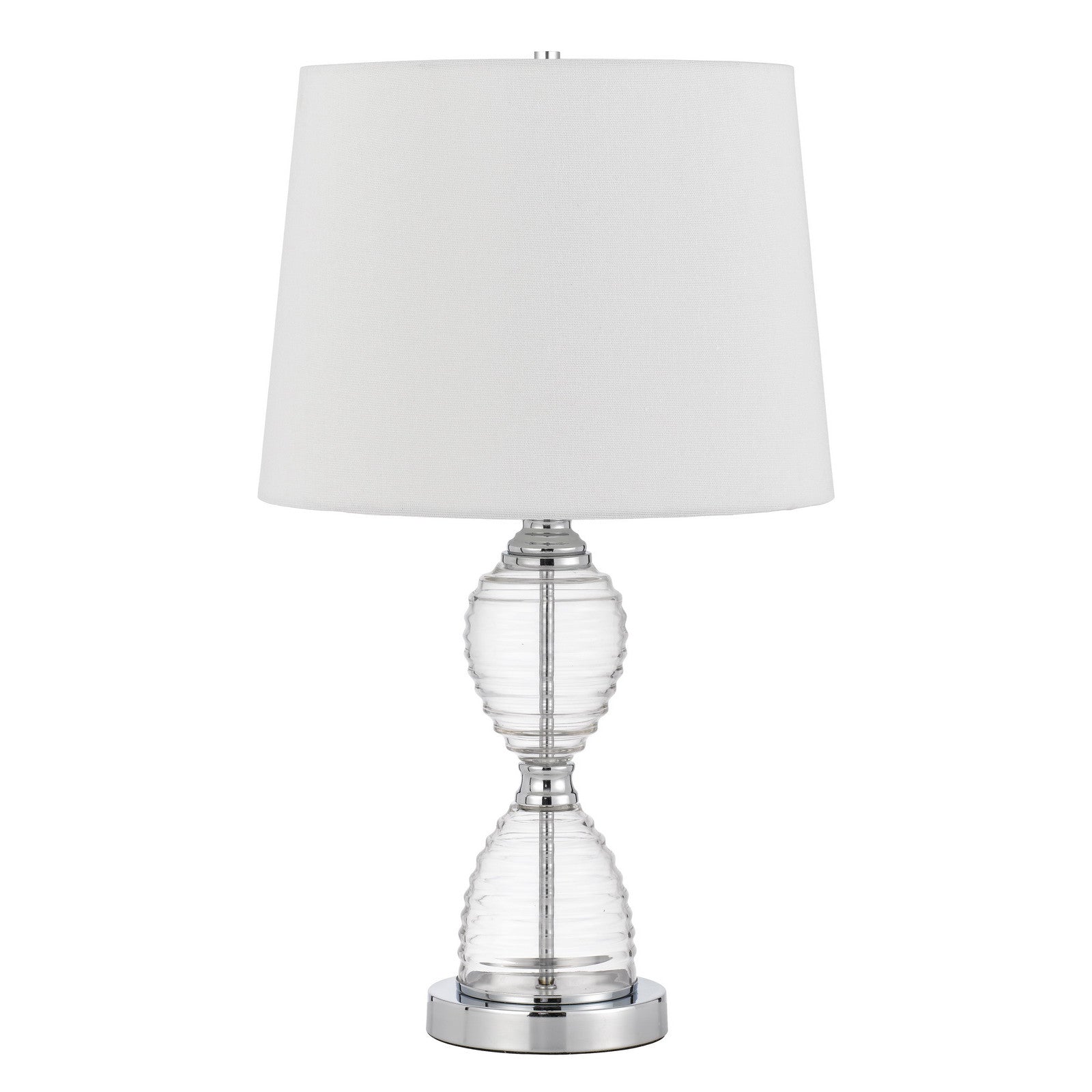 24" Clear Metal Table Lamp With White Empire Shade - Minihomy