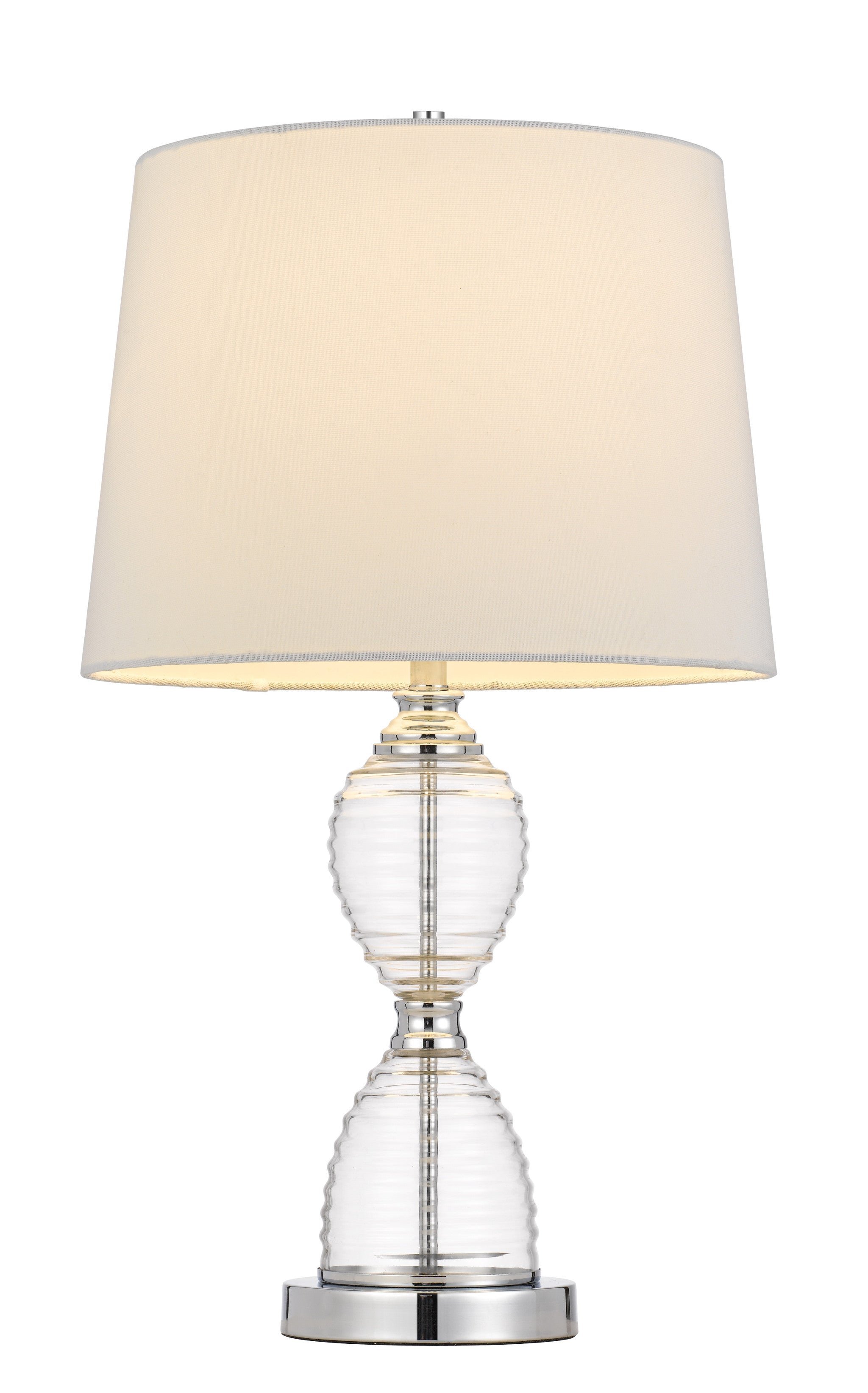 24" Clear Metal Table Lamp With White Empire Shade - Minihomy