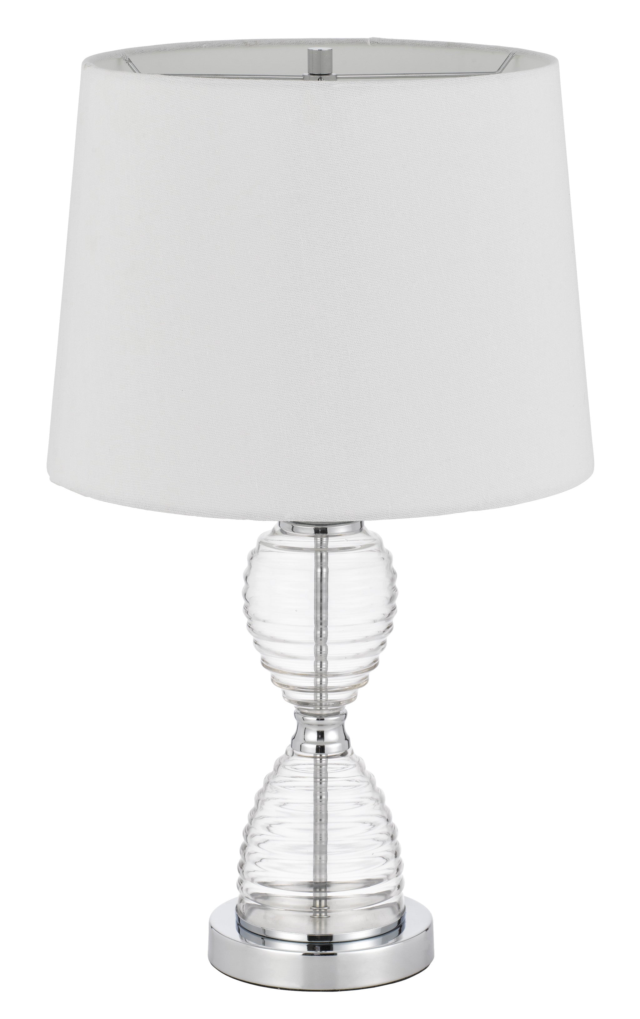 24" Clear Metal Table Lamp With White Empire Shade - Minihomy