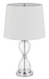 24" Clear Metal Table Lamp With White Empire Shade - Minihomy