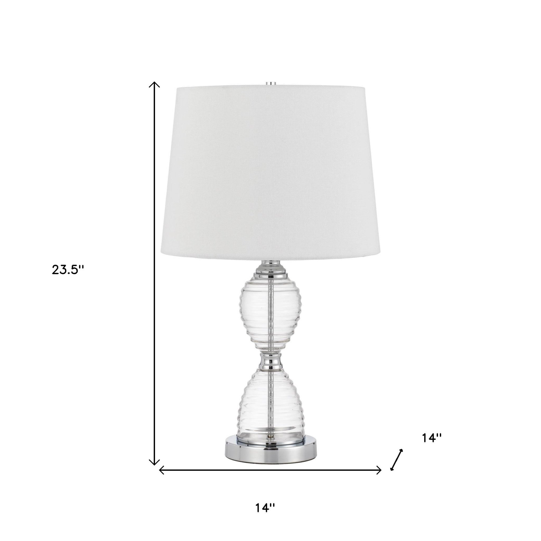 24" Clear Metal Table Lamp With White Empire Shade - Minihomy