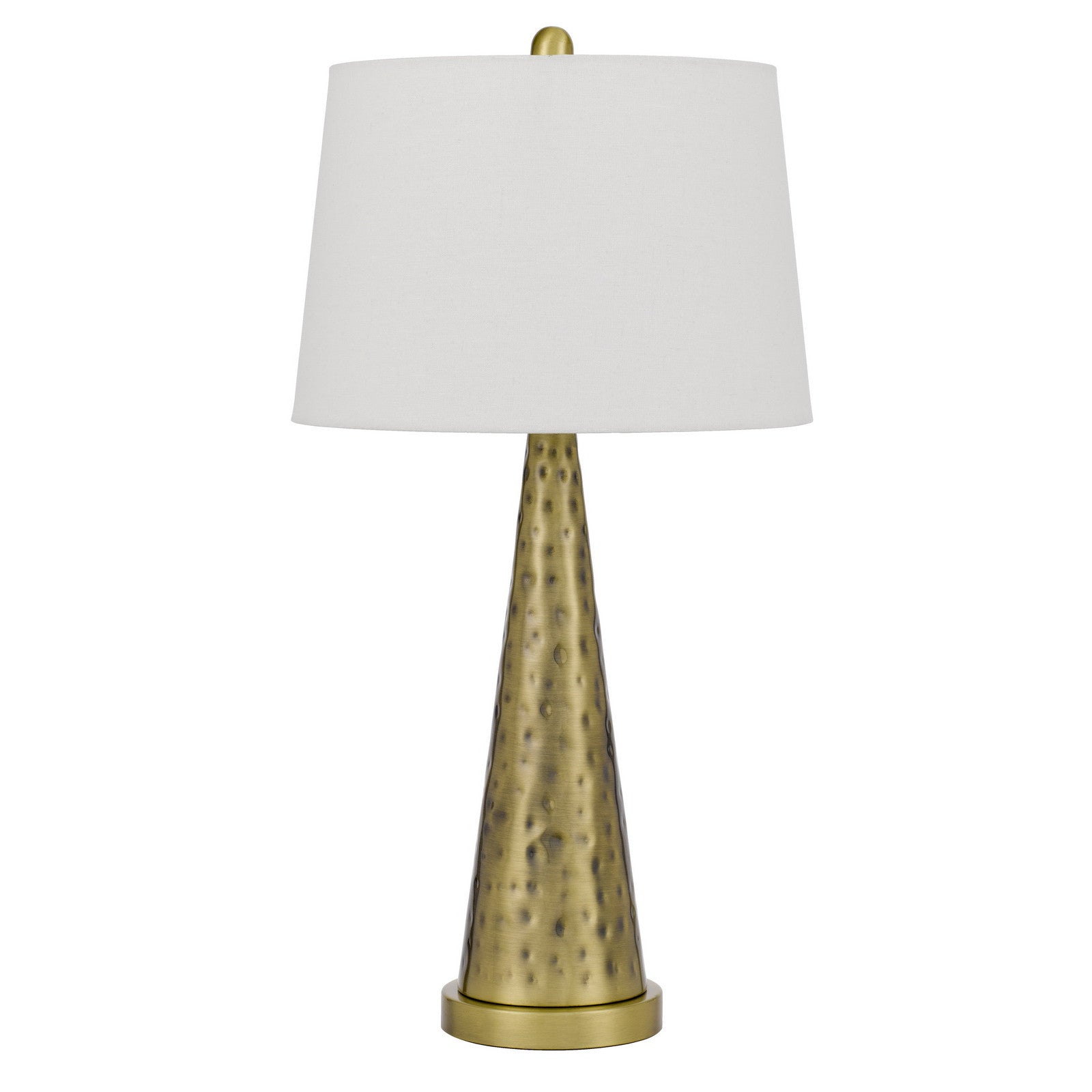 27" Antiqued Brass Metal Table Lamp With White Empire Shade - Minihomy