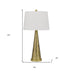 27" Antiqued Brass Metal Table Lamp With White Empire Shade - Minihomy