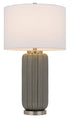 29" Taupe Metal Table Lamp With White Drum Shade - Minihomy