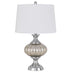 27" Silver Metallic Metal Table Lamp With White Empire Shade - Minihomy