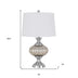 27" Silver Metallic Metal Table Lamp With White Empire Shade - Minihomy