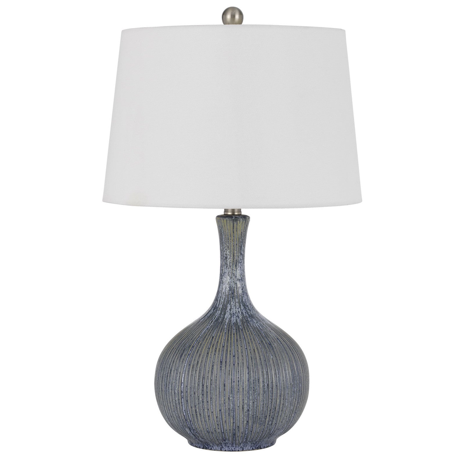 25" Stone Ceramic Table Lamp With White Empire Shade - Minihomy