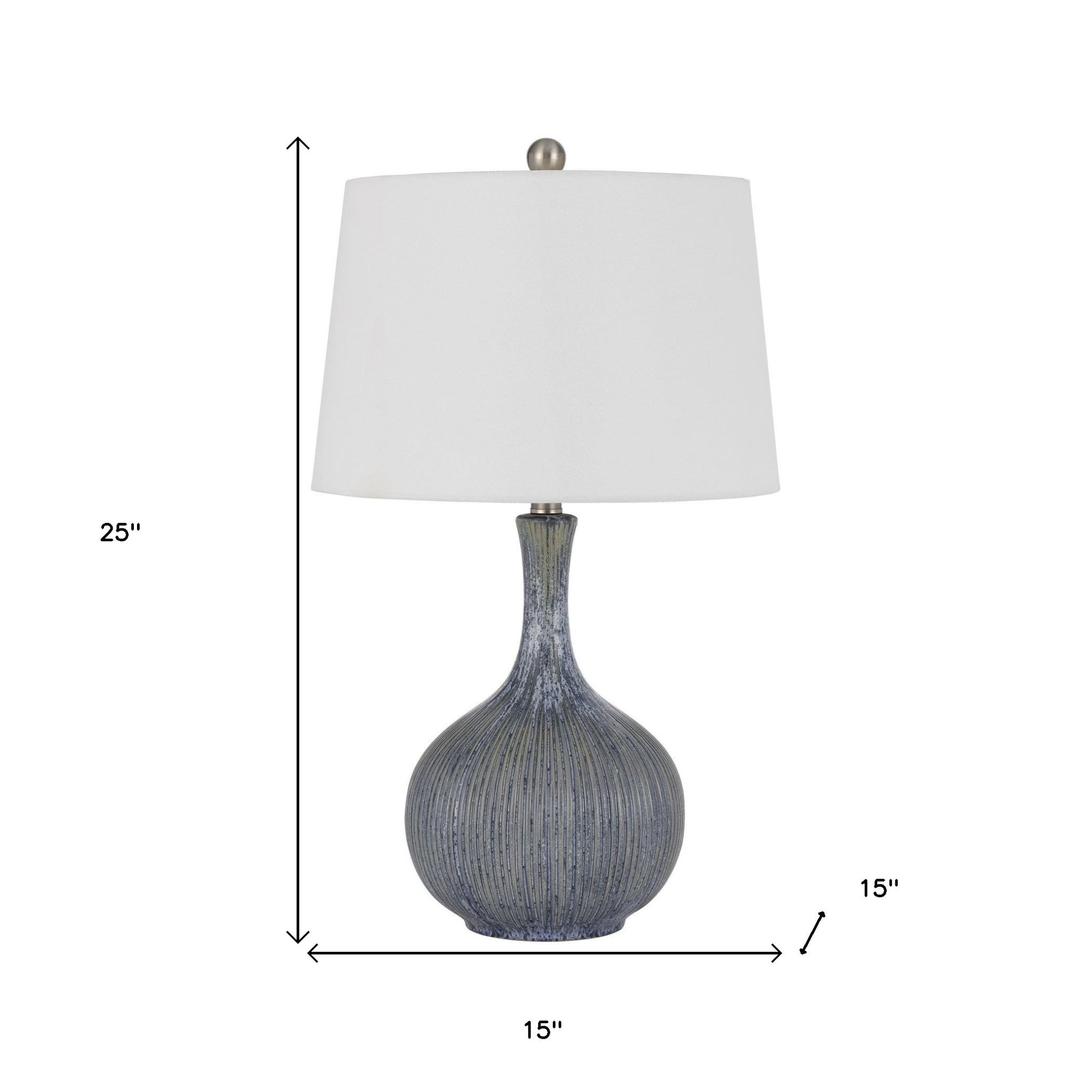 25" Stone Ceramic Table Lamp With White Empire Shade - Minihomy