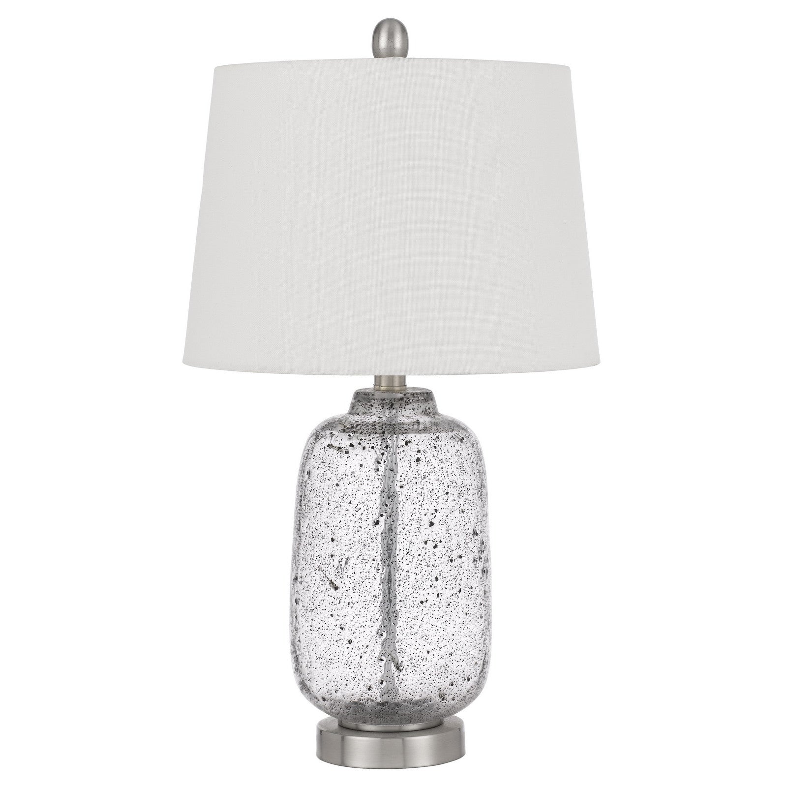 24" Nickel Metal Table Lamp With White Empire Shade - Minihomy