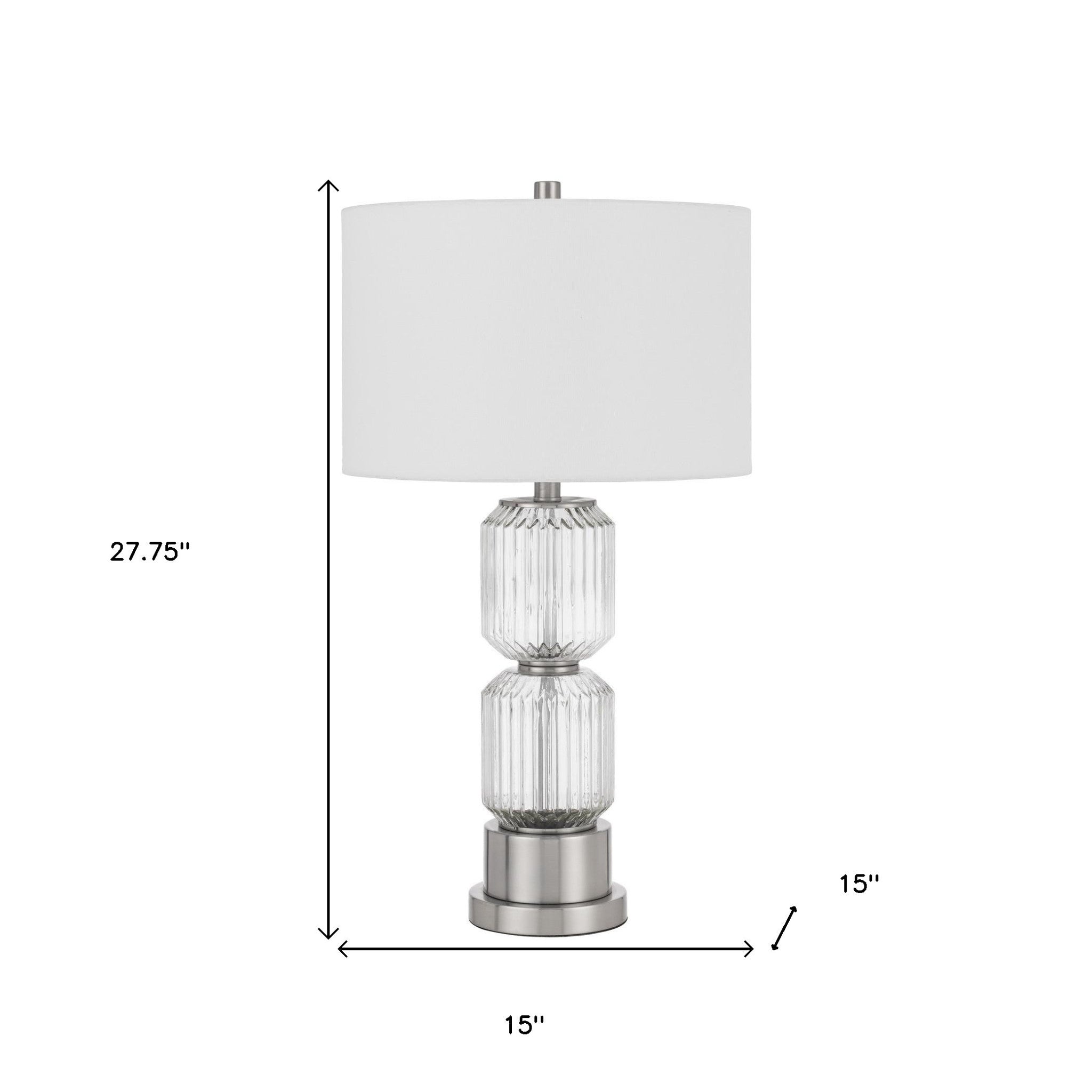 28" Nickel Metal Table Lamp With White Drum Shade - Minihomy