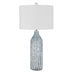 30" Aqua and Gray Glass Table Lamp With White Drum Shade - Minihomy