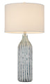 30" Aqua and Gray Glass Table Lamp With White Drum Shade - Minihomy