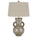 26" Bronze Ceramic Table Lamp With Brown Empire Shade - Minihomy