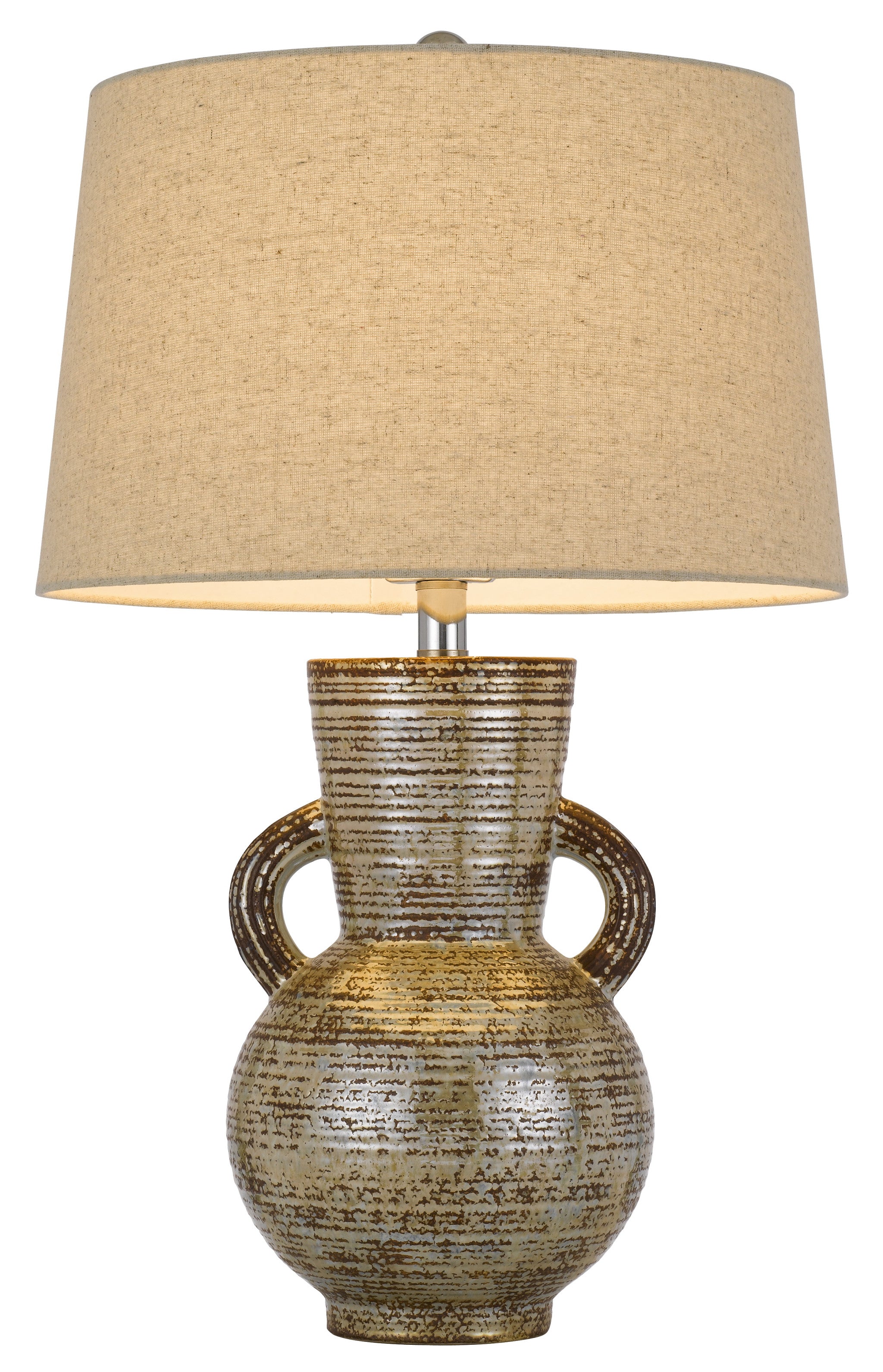 26" Bronze Ceramic Table Lamp With Brown Empire Shade - Minihomy