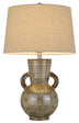 26" Bronze Ceramic Table Lamp With Brown Empire Shade - Minihomy