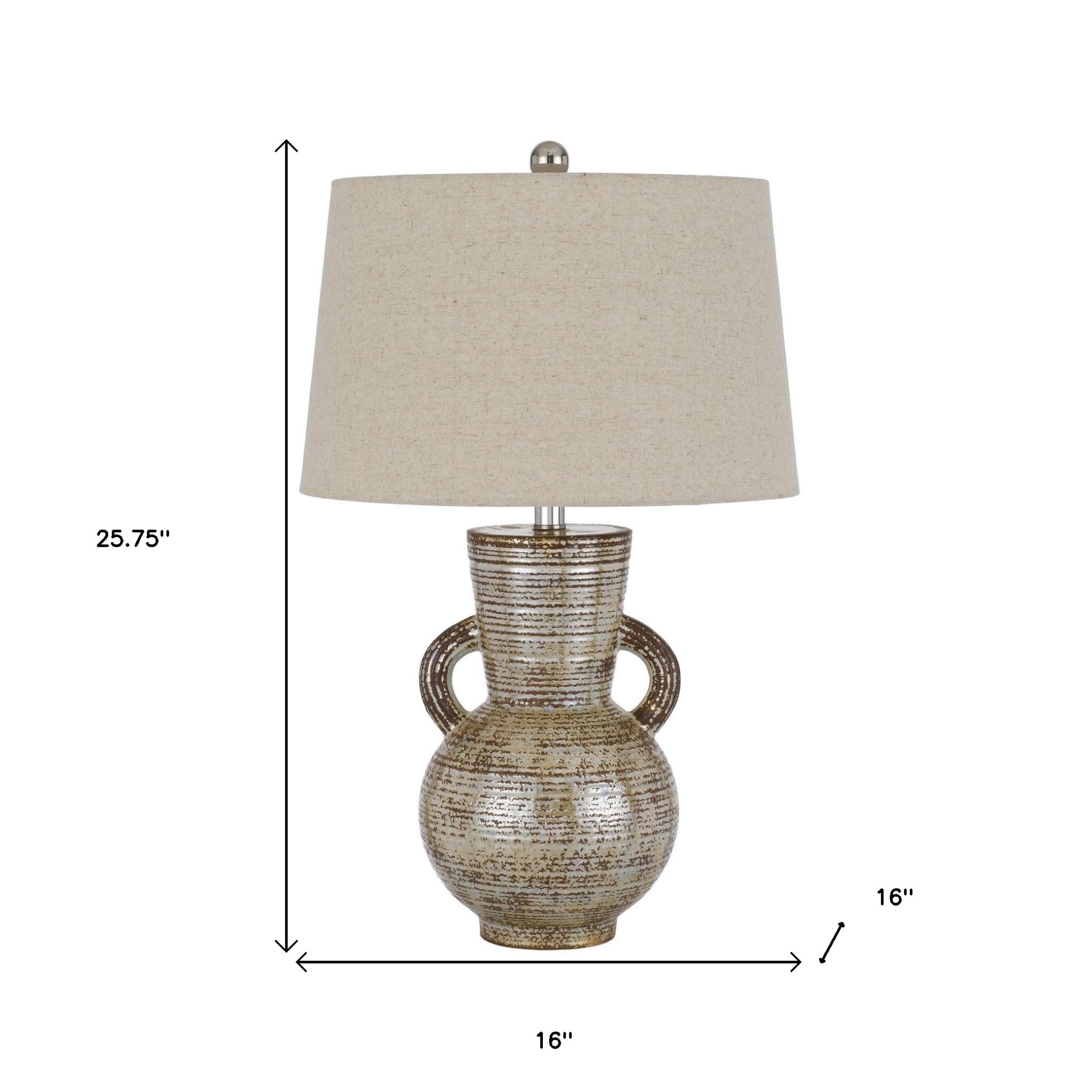 26" Bronze Ceramic Table Lamp With Brown Empire Shade - Minihomy