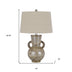 26" Bronze Ceramic Table Lamp With Brown Empire Shade - Minihomy