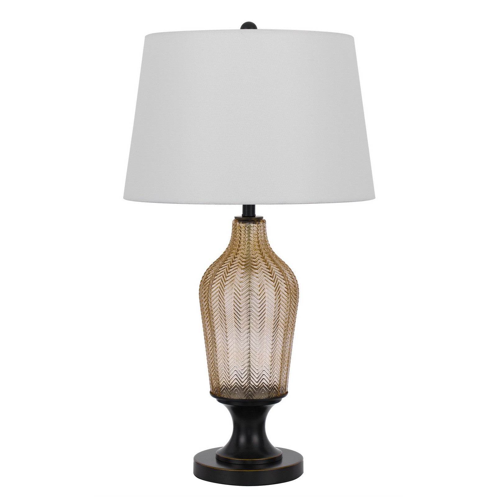 31" Bronze Glass Table Lamp With White Empire Shade - Minihomy