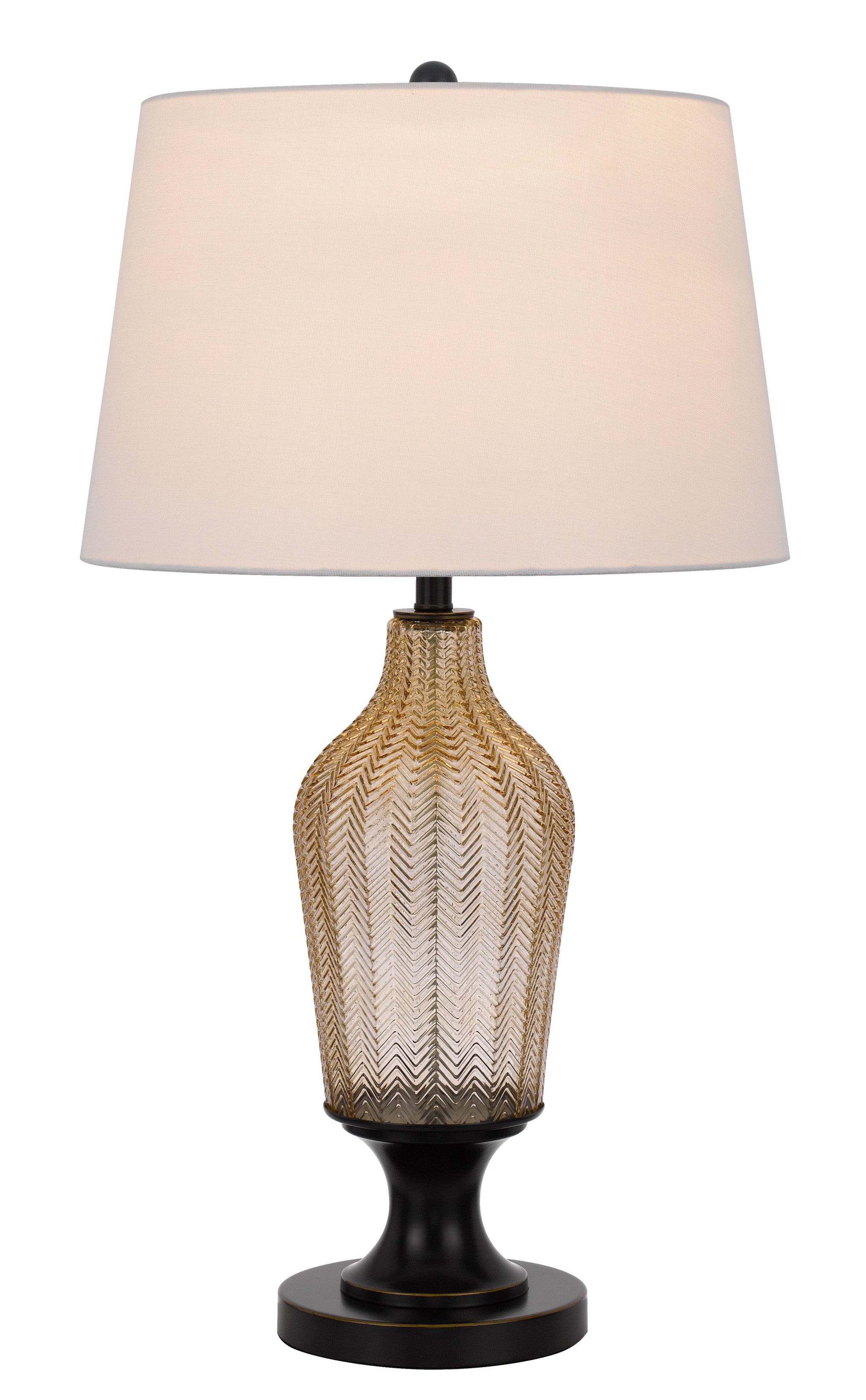 31" Bronze Glass Table Lamp With White Empire Shade - Minihomy