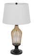 31" Bronze Glass Table Lamp With White Empire Shade - Minihomy