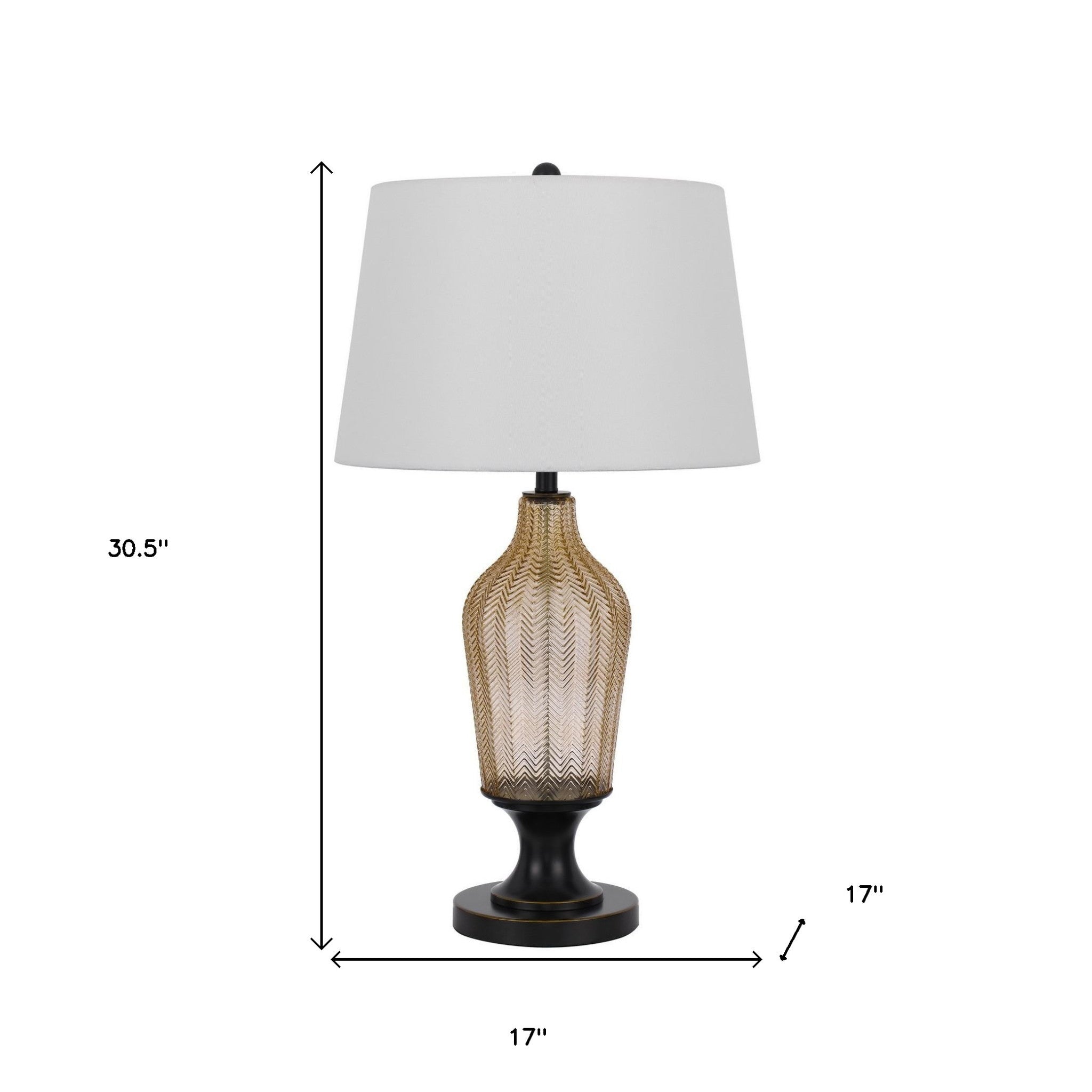 31" Bronze Glass Table Lamp With White Empire Shade - Minihomy