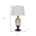 31" Bronze Glass Table Lamp With White Empire Shade - Minihomy