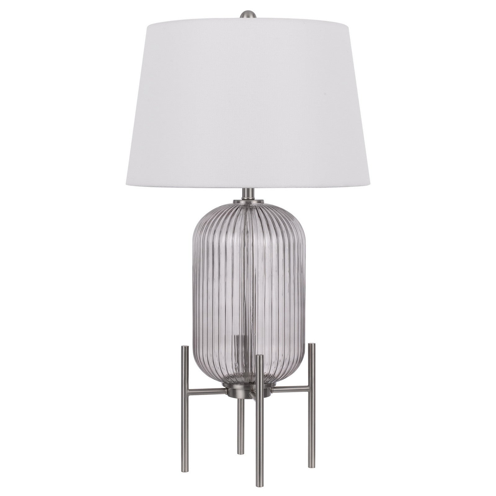 33" Nickel Glass Table Lamp With White Empire Shade - Minihomy