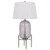 33" Nickel Glass Table Lamp With White Empire Shade - Minihomy