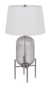 33" Nickel Glass Table Lamp With White Empire Shade - Minihomy