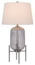 33" Nickel Glass Table Lamp With White Empire Shade - Minihomy