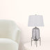 33" Nickel Glass Table Lamp With White Empire Shade - Minihomy